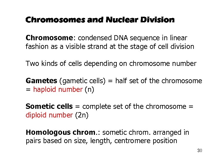Chromosomes and Nuclear Division Chromosome: condensed DNA sequence in linear fashion as a visible
