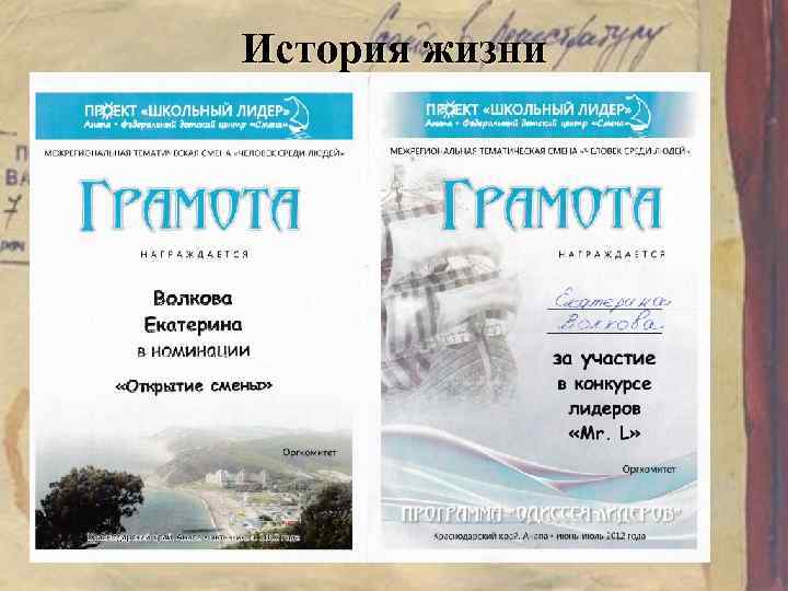 История жизни (Anamnenis vitae) «Одиссея лидеров» 2012 Именно в рамках межрегиональной тематической смены «Человек