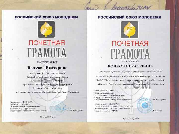 Тутаевское представительство ЯООО «Российский Союз Молодежи» Стала членом РСМ 10. 11. 12 Принимала участие