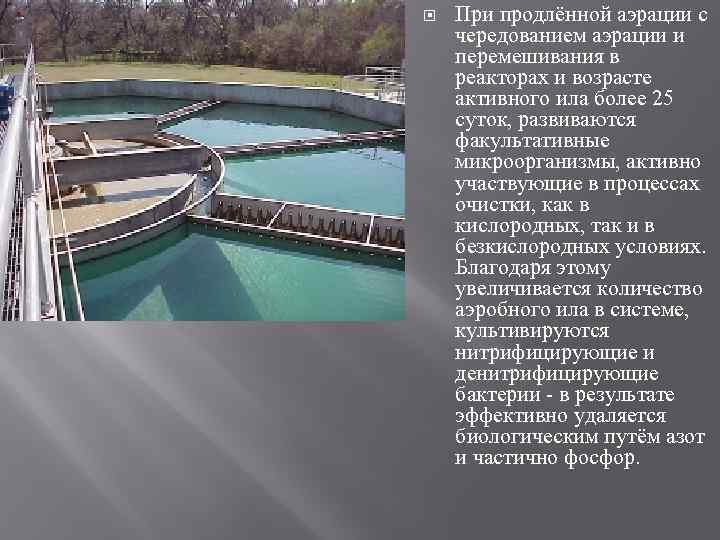  При продлённой аэрации с чередованием аэрации и перемешивания в реакторах и возрасте активного