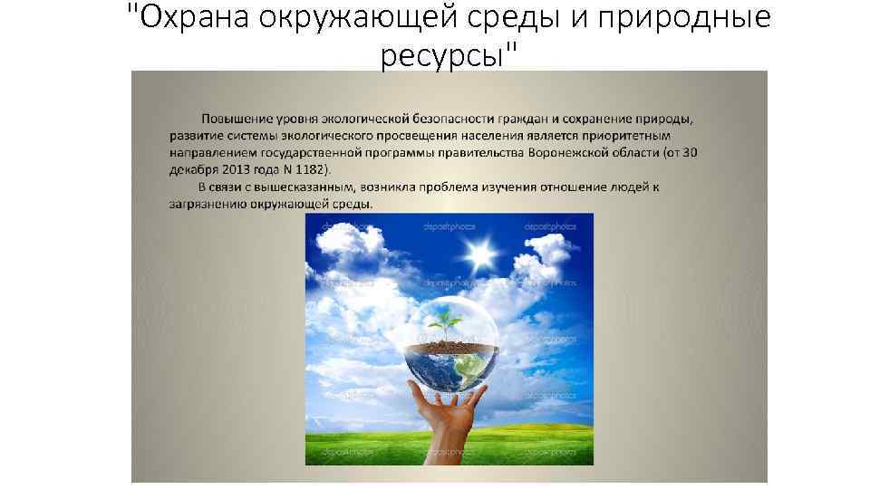"Охрана окружающей среды и природные ресурсы" 