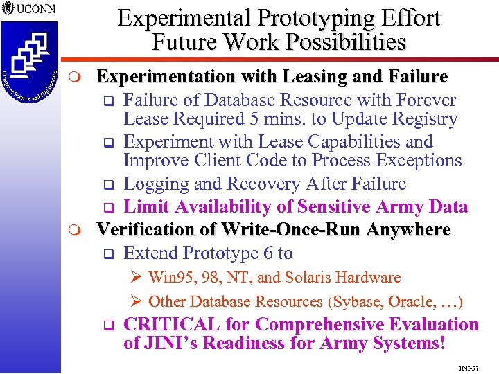 Experimental Prototyping Effort Future Work Possibilities m m Experimentation with Leasing and Failure q