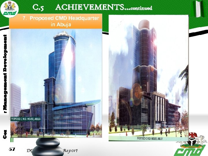 C. 5 ACHIEVEMENTS…continued Centre for Management Development 7. Proposed CMD Headquarter in Abuja 57