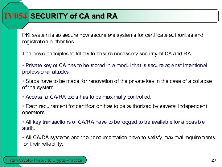 IV 054 SECURITY of CA and RA PKI system is so secure how secure