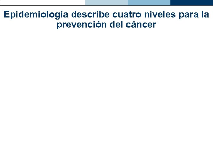 Epidemiología describe cuatro niveles para la prevención del cáncer 