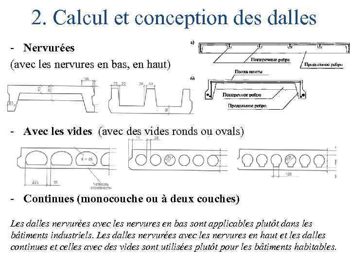 2. Calcul et conception des dalles - Nervurées (avec les nervures en bas, en