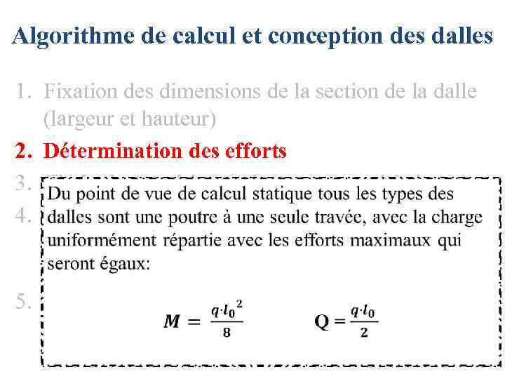 Algorithme de calcul et conception des dalles 1. Fixation des dimensions de la section