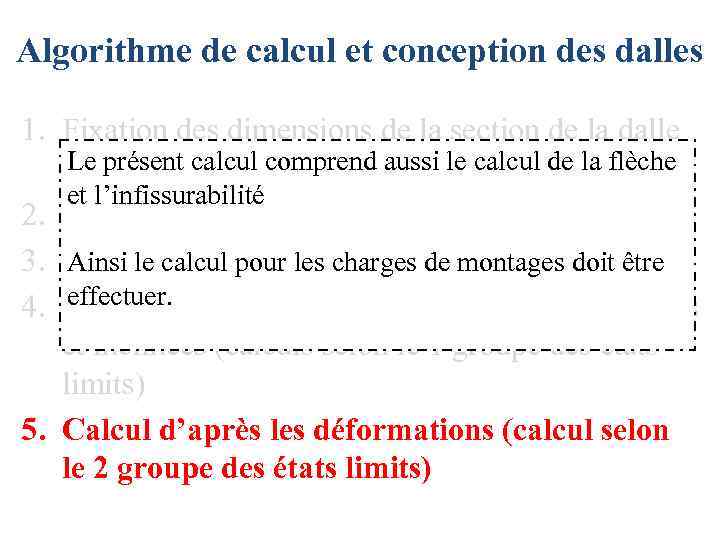 Algorithme de calcul et conception des dalles 1. Fixation des dimensions de la section