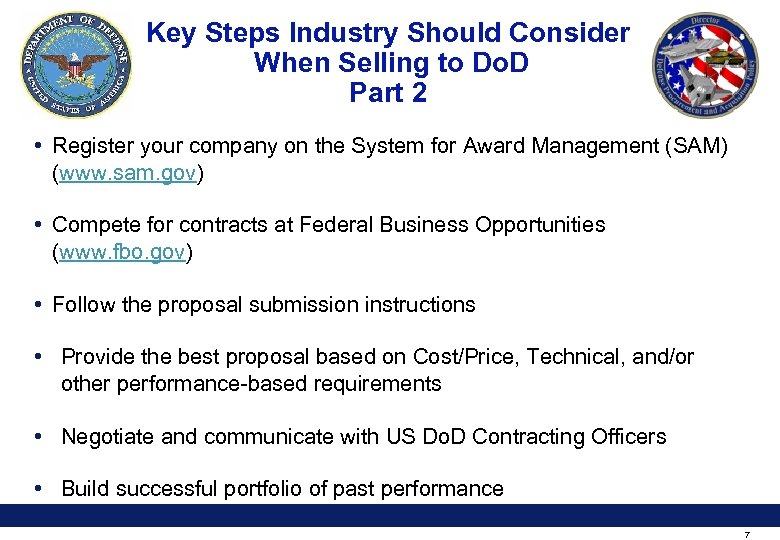 Key Steps Industry Should Consider When Selling to Do. D Part 2 • Register