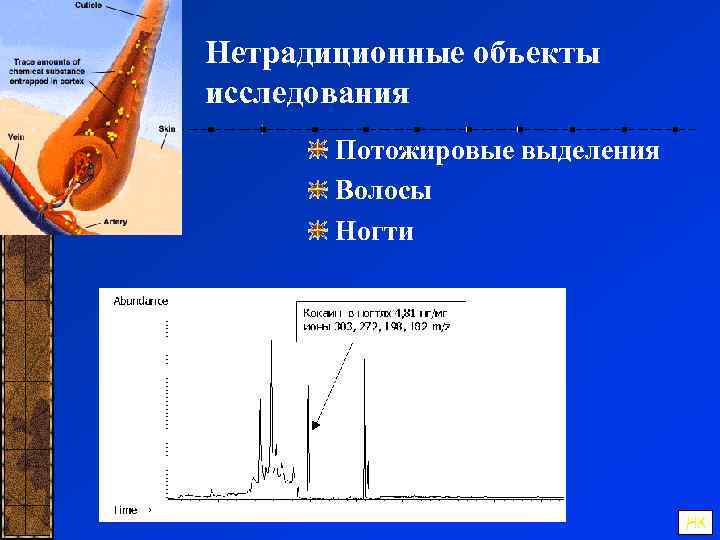 Нетрадиционные объекты исследования Потожировые выделения Волосы Ногти НК 