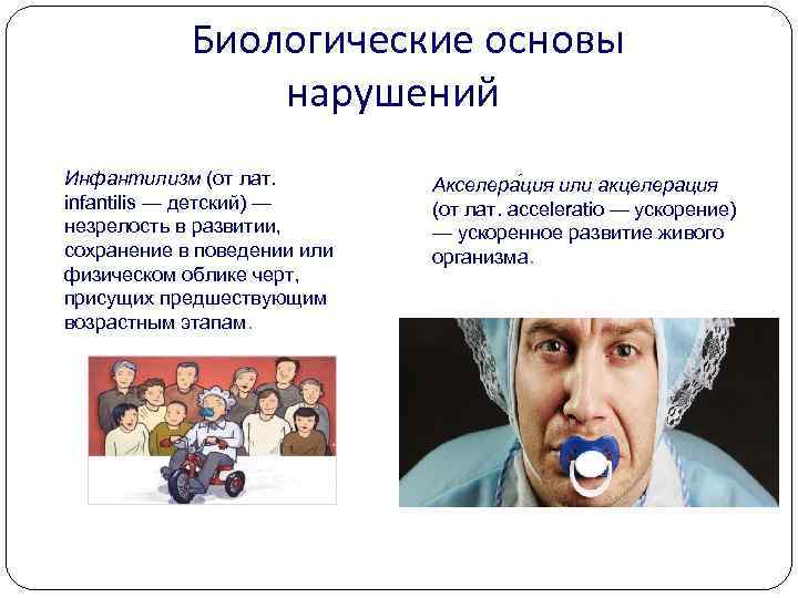 Предметные виды сексологических и сексолого-психиатрических экспертиз Биологические основы нарушений Инфантилизм (от лат. infantilis —