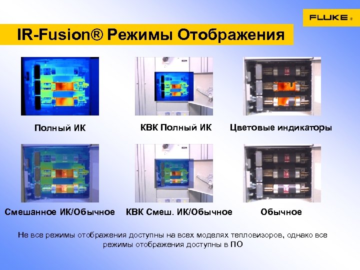 IR-Fusion® Режимы Отображения Полный ИК Смешанное ИК/Обычное КВК Полный ИК Цветовые индикаторы КВК Смеш.