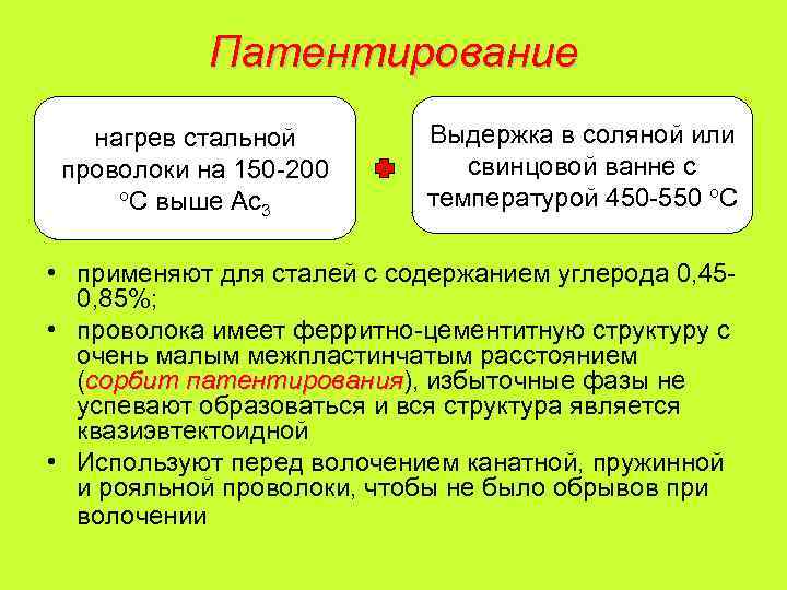 Патентирование нагрев стальной проволоки на 150 -200 о. С выше Ас 3 Выдержка в