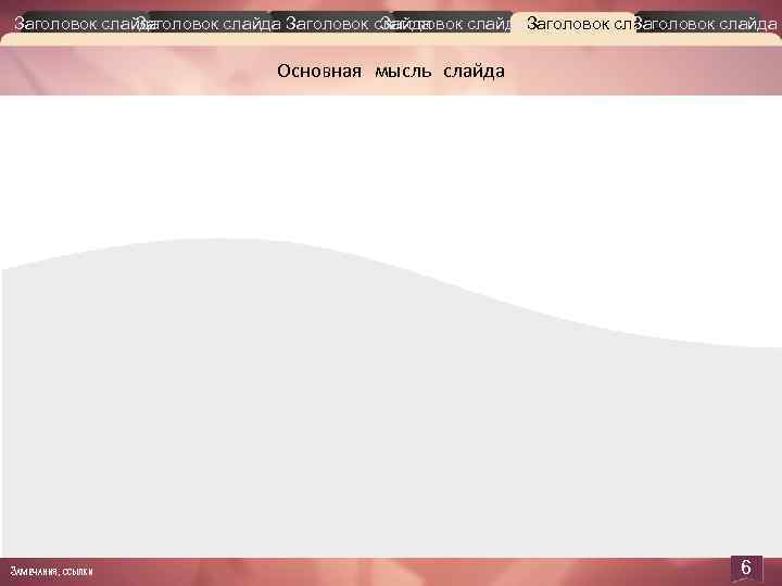 Заголовок слайда Заголовок слайда Основная мысль слайда ЗАМЕЧАНИЯ, ССЫЛКИ 6 