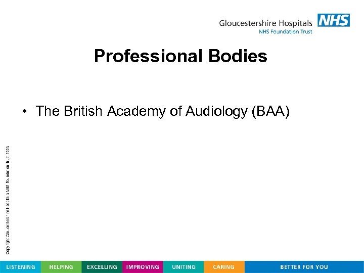Professional Bodies • The British Academy of Audiology (BAA) 