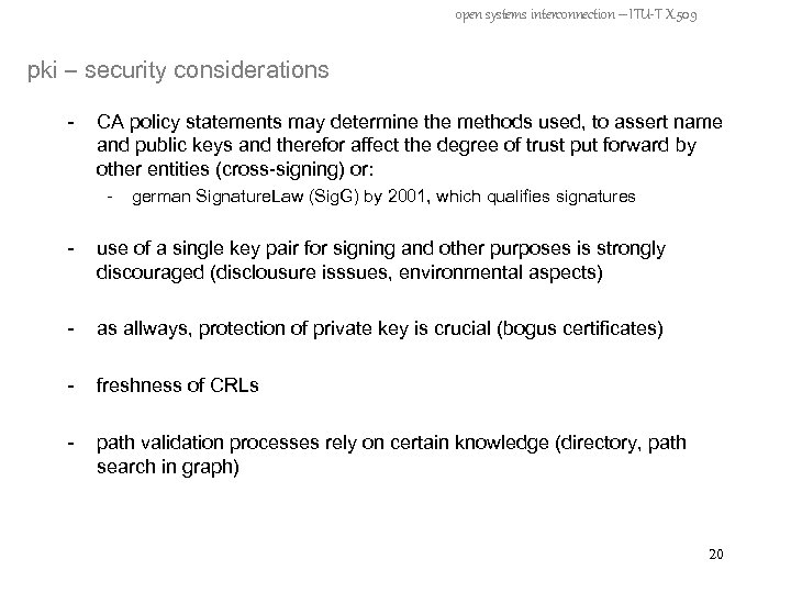 open systems interconnection – ITU-T X. 509 pki – security considerations - CA policy