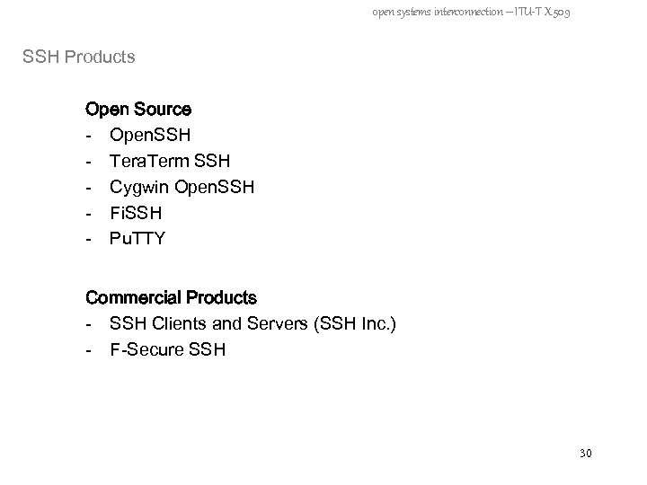 open systems interconnection – ITU-T X. 509 SSH Products Open Source - Open. SSH