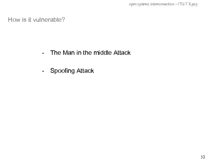 open systems interconnection – ITU-T X. 509 How is it vulnerable? - The Man