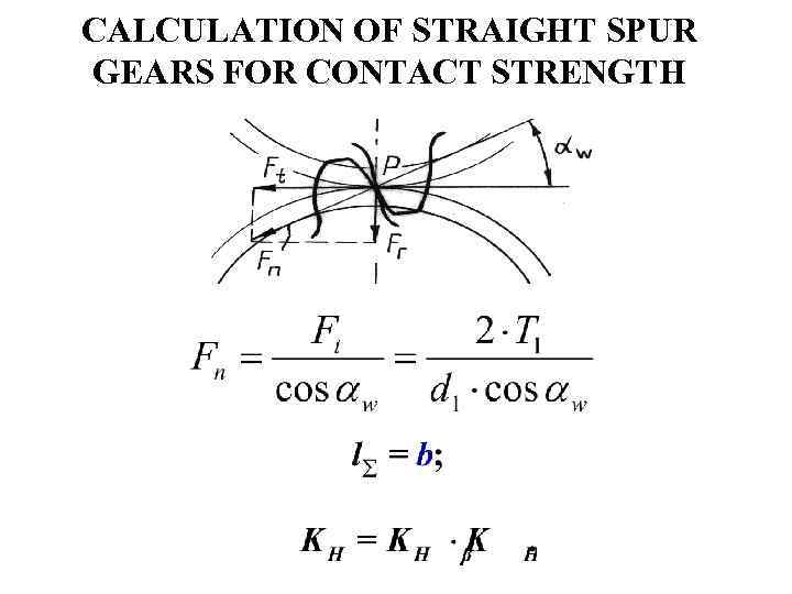 CALCULATION OF STRAIGHT SPUR GEARS FOR CONTACT STRENGTH 