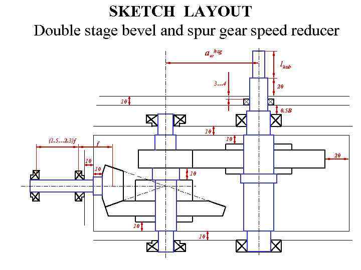 SKETCH LAYOUT Double stage bevel and spur gear speed reducer awhsg lhub 3… 4