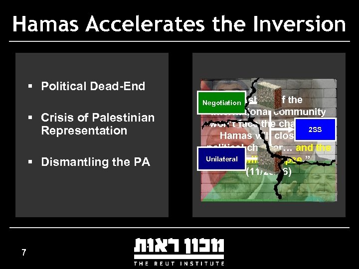 Hamas Accelerates the Inversion § Political Dead-End Meshal: Negotiation § Crisis of Palestinian Representation