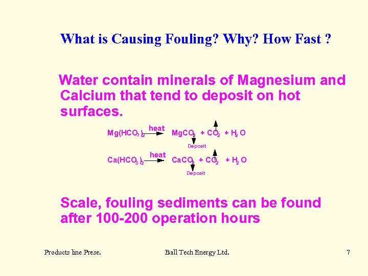 What is Causing Fouling? Why? How Fast ? Water contain minerals of Magnesium and