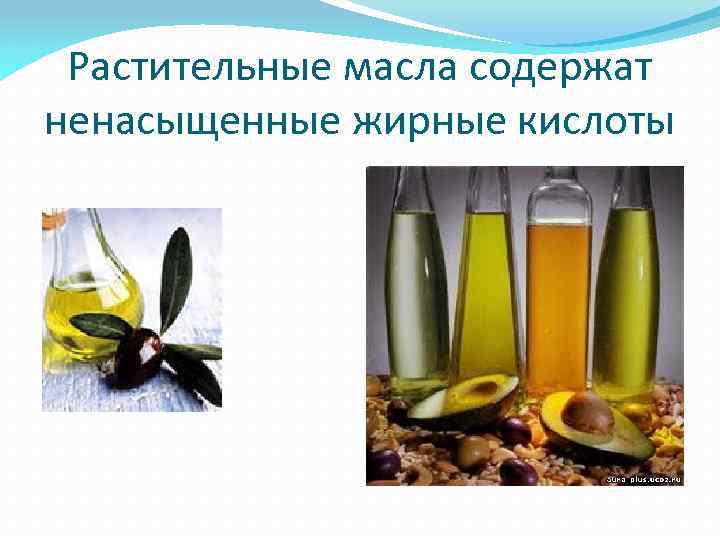 Растительные масла содержат ненасыщенные жирные кислоты 