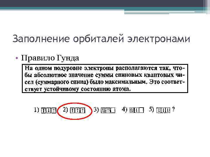 Заполнение орбиталей электронами • Правило Гунда 
