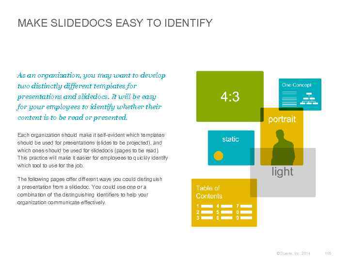 MAKE SLIDEDOCS EASY TO IDENTIFY As an organization, you may want to develop two