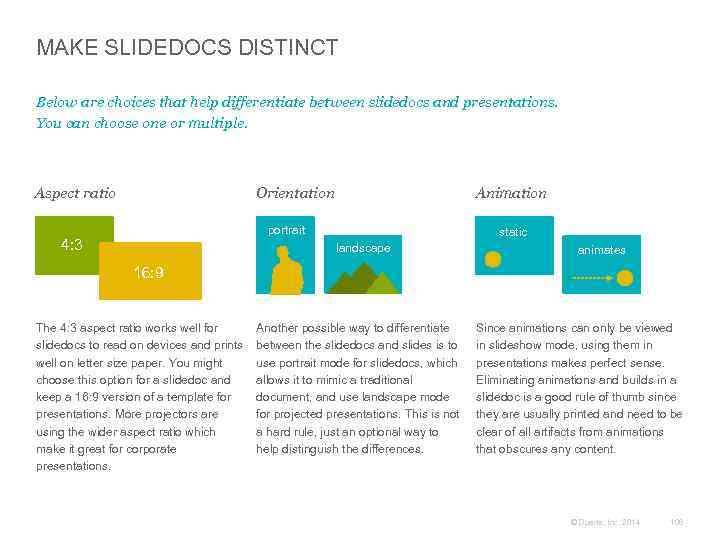 MAKE SLIDEDOCS DISTINCT Below are choices that help differentiate between slidedocs and presentations. You