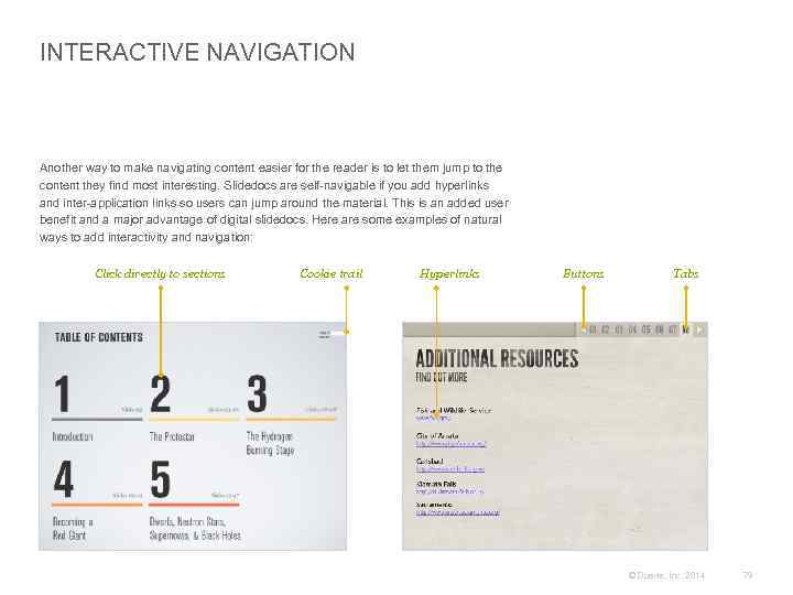 INTERACTIVE NAVIGATION Another way to make navigating content easier for the reader is to