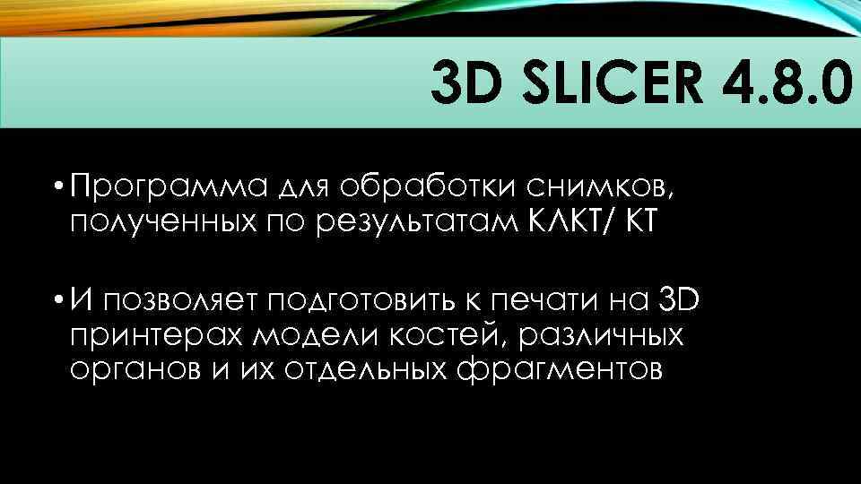 3 D SLICER 4. 8. 0 • Программа для обработки снимков, полученных по результатам