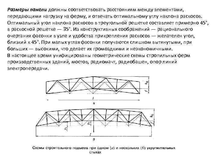 Строительный подъем фермы. Строительный подъем фермы чертеж. Угол между раскосами фермы.