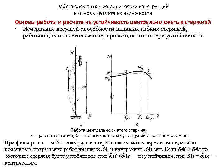 Работа элементов металлических конструкций и основы расчета их надежности Основы работы и расчета на