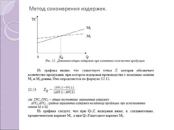 Метод соизмерения издержек. 