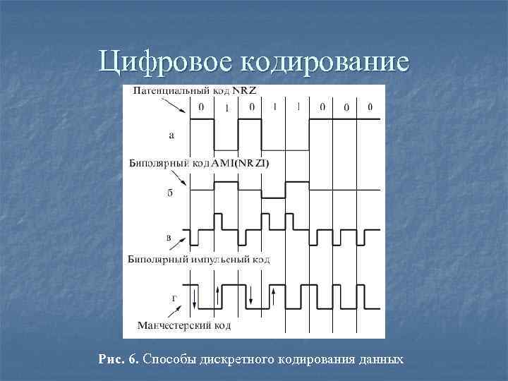 Цифровое кодирование Рис. 6. Способы дискретного кодирования данных 