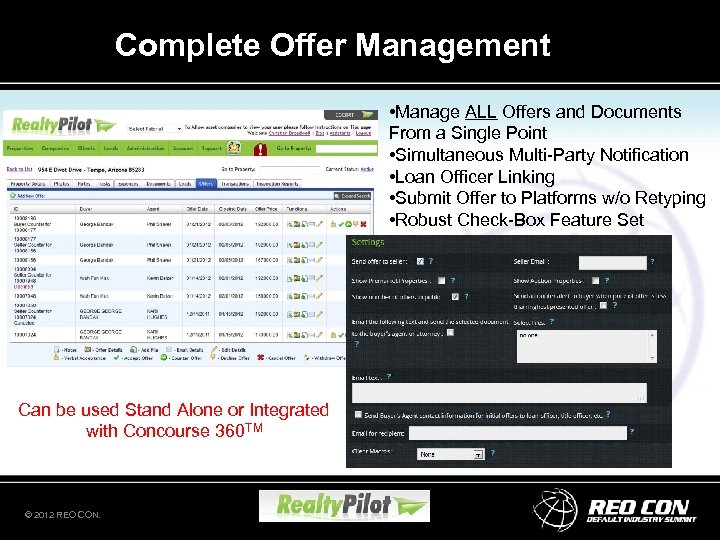 Complete Offer Management • Manage ALL Offers and Documents From a Single Point •