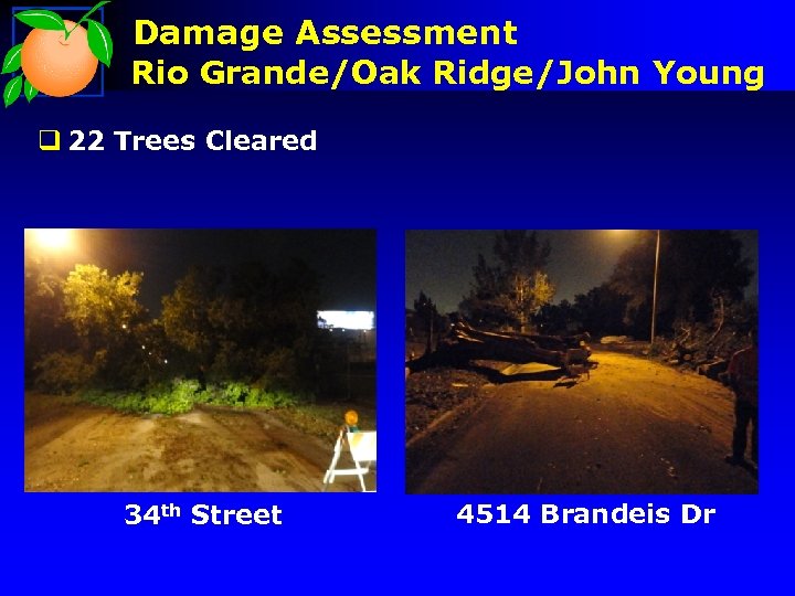 Damage Assessment Rio Grande/Oak Ridge/John Young q 22 Trees Cleared 34 th Street 4514