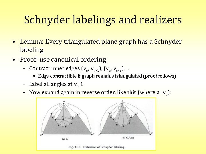 Schnyder labelings and realizers • Lemma: Every triangulated plane graph has a Schnyder labeling