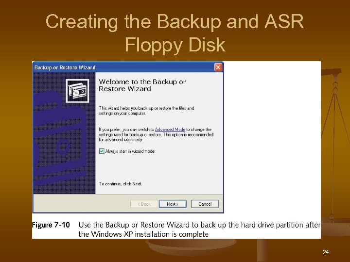 Creating the Backup and ASR Floppy Disk 24 