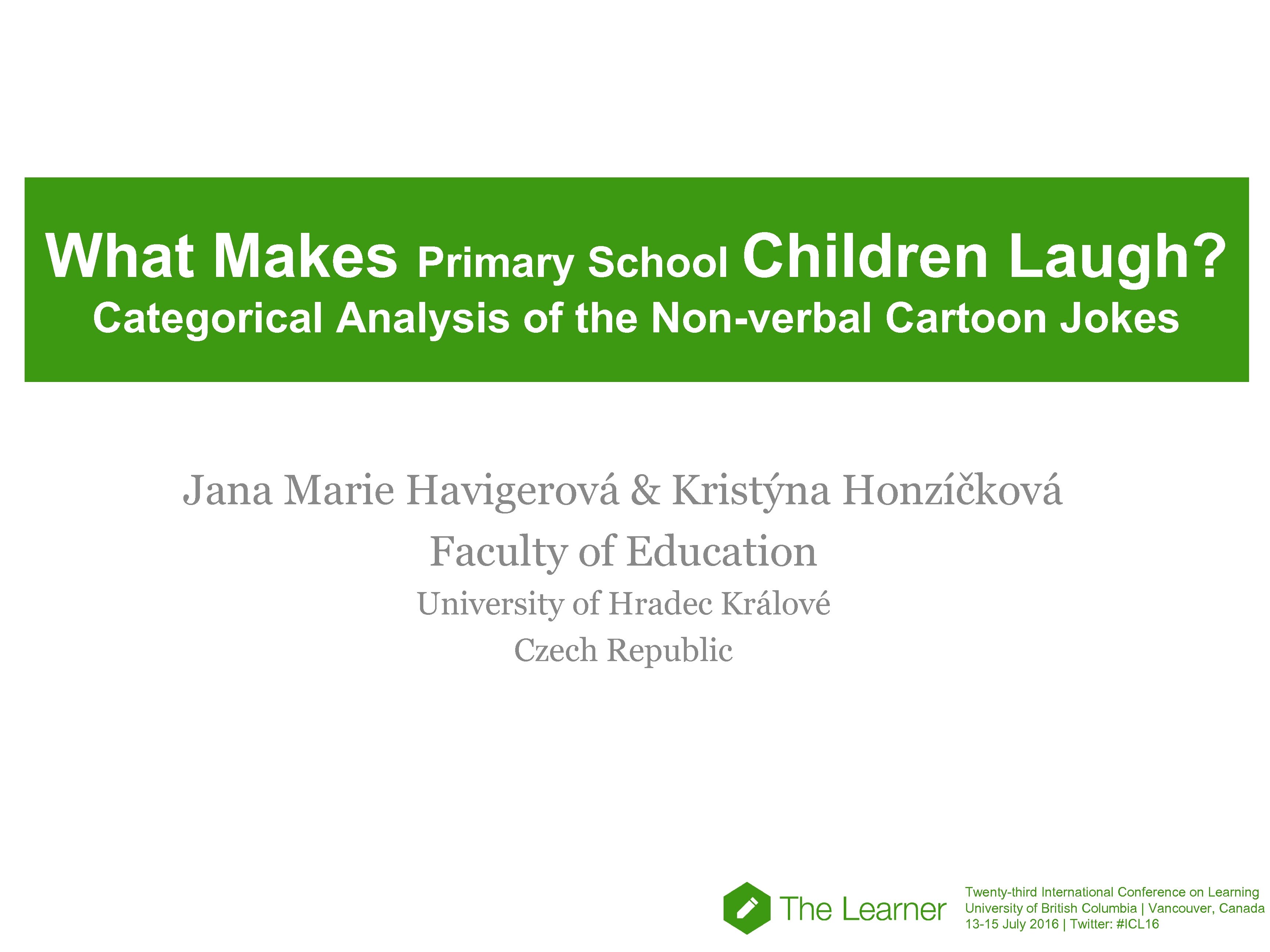 What Makes Primary School Children Laugh? Categorical Analysis of the Non-verbal Cartoon Jokes Jana