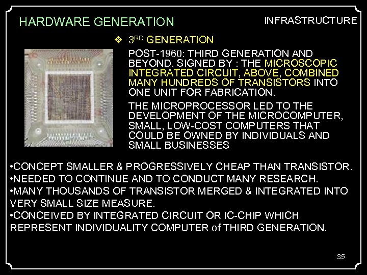 HARDWARE GENERATION INFRASTRUCTURE 3 RD GENERATION POST-1960: THIRD GENERATION AND BEYOND, SIGNED BY :