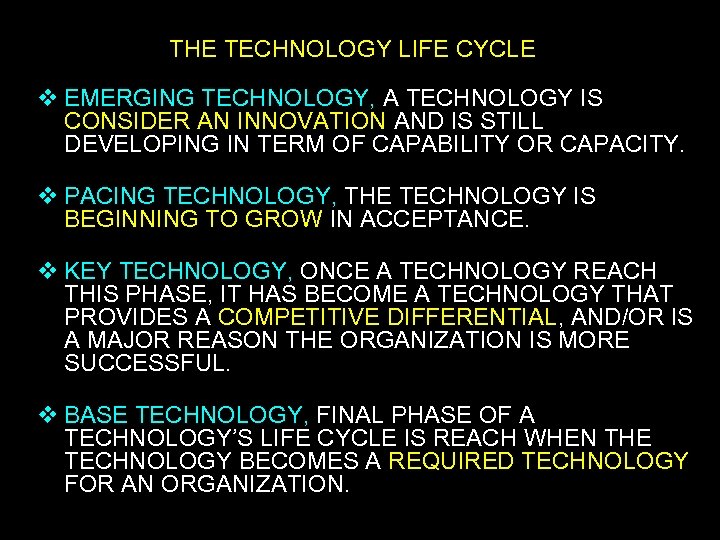 THE TECHNOLOGY LIFE CYCLE EMERGING TECHNOLOGY, A TECHNOLOGY IS CONSIDER AN INNOVATION AND IS