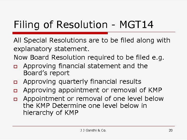 Filing of Resolution - MGT 14 All Special Resolutions are to be filed along