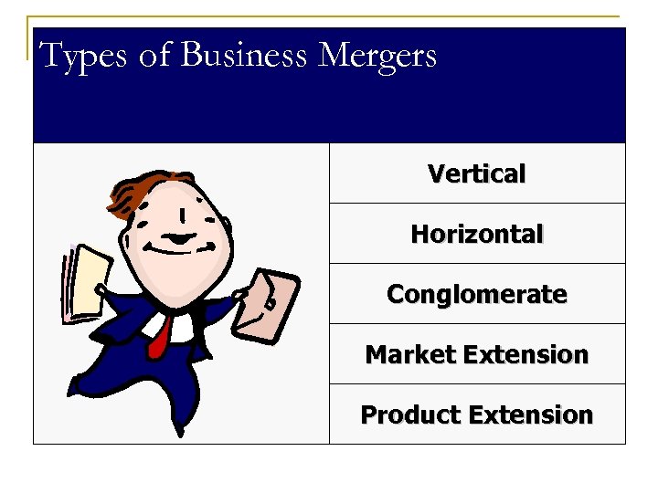 Types of Business Mergers Vertical Horizontal Conglomerate Market Extension Product Extension 