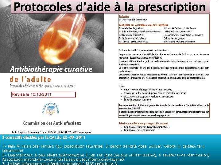 Protocoles d’aide à la prescription 3 correctifs décidés par la CAI du 22 -09