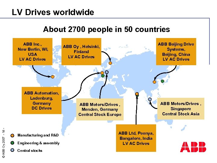 LV Drives worldwide About 2700 people in 50 countries ABB Inc. , New Berlin,