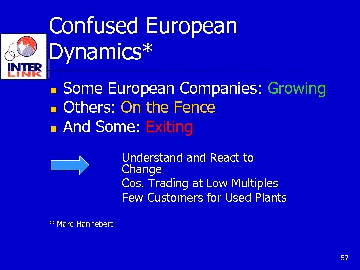 Confused European Dynamics* n n n Some European Companies: Growing Others: On the Fence