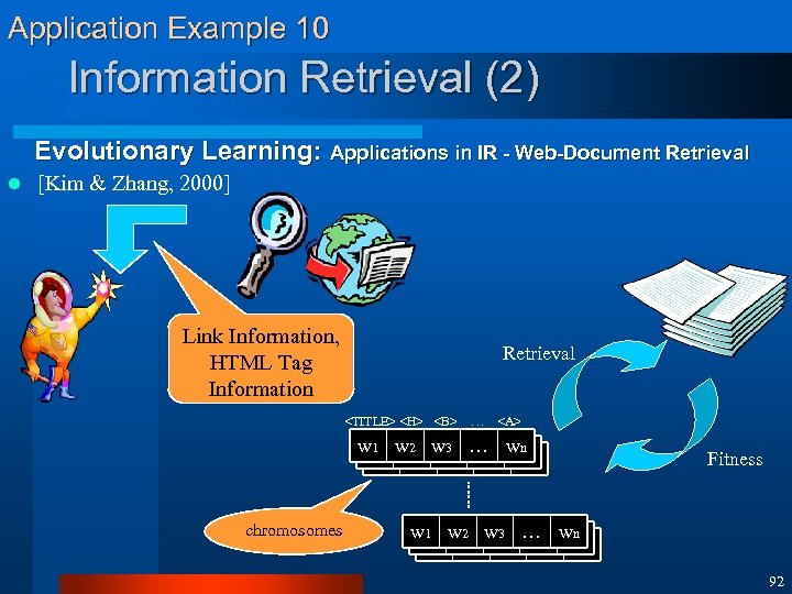 Application Example 10 Information Retrieval (2) Evolutionary Learning: Applications in IR - Web-Document Retrieval