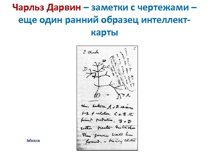 Чарльз Дарвин – заметки с чертежами – еще один ранний образец интеллекткарты Reference 